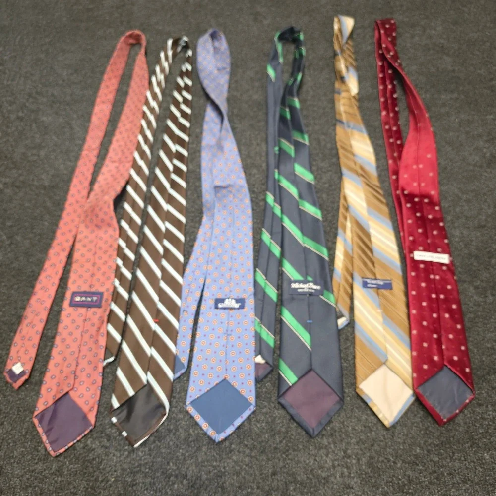 Mens Necktie Lot 6pc Gant Stafford Van Heusen Stripes Paisley Medallion Tie